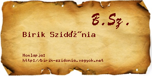 Birik Szidónia névjegykártya